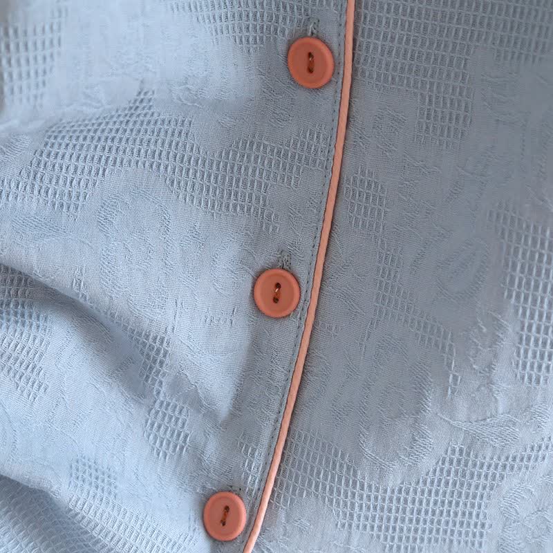 Sky Blue Cotton Pajama Set(PCS)