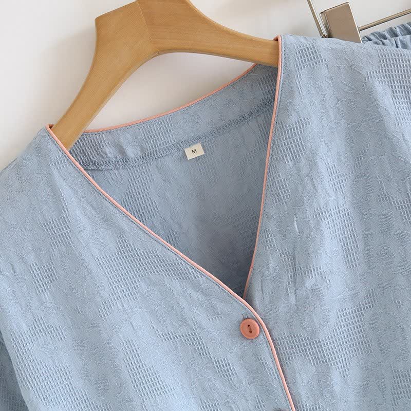 Sky Blue Cotton Pajama Set(PCS)