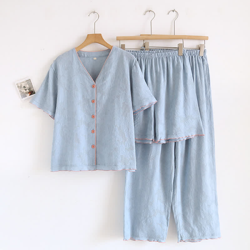 Sky Blue Cotton Pajama Set(PCS)