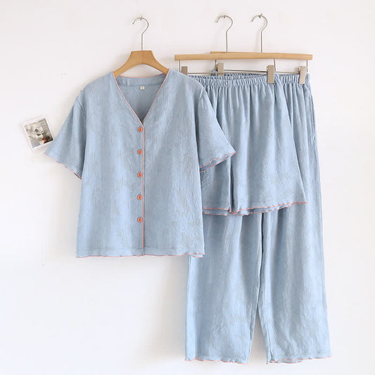 Sky Blue Cotton Pajama Set(PCS)