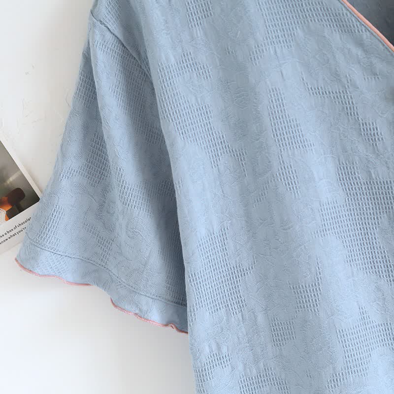 Sky Blue Cotton Pajama Set(PCS)