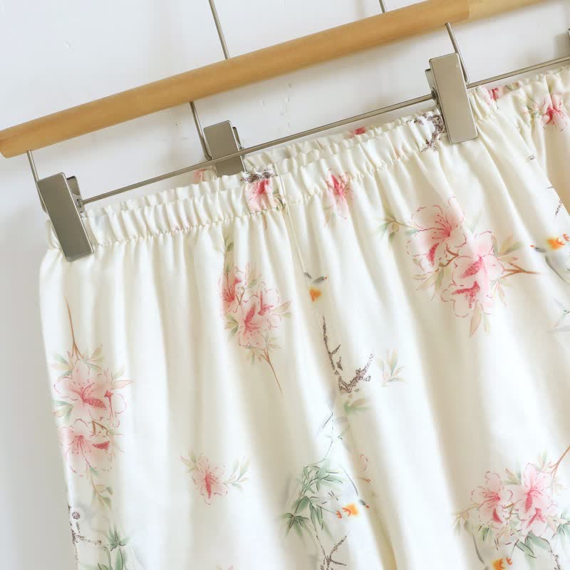 Floral Cotton Short Sleeve Pajama Set(3PCS)