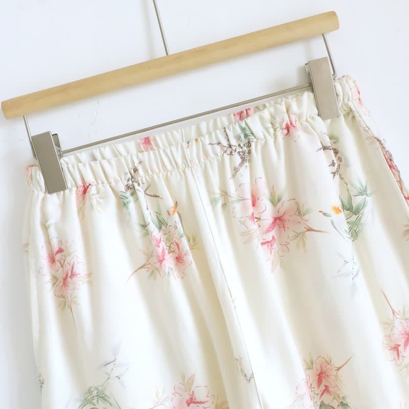 Floral Cotton Short Sleeve Pajama Set(3PCS)