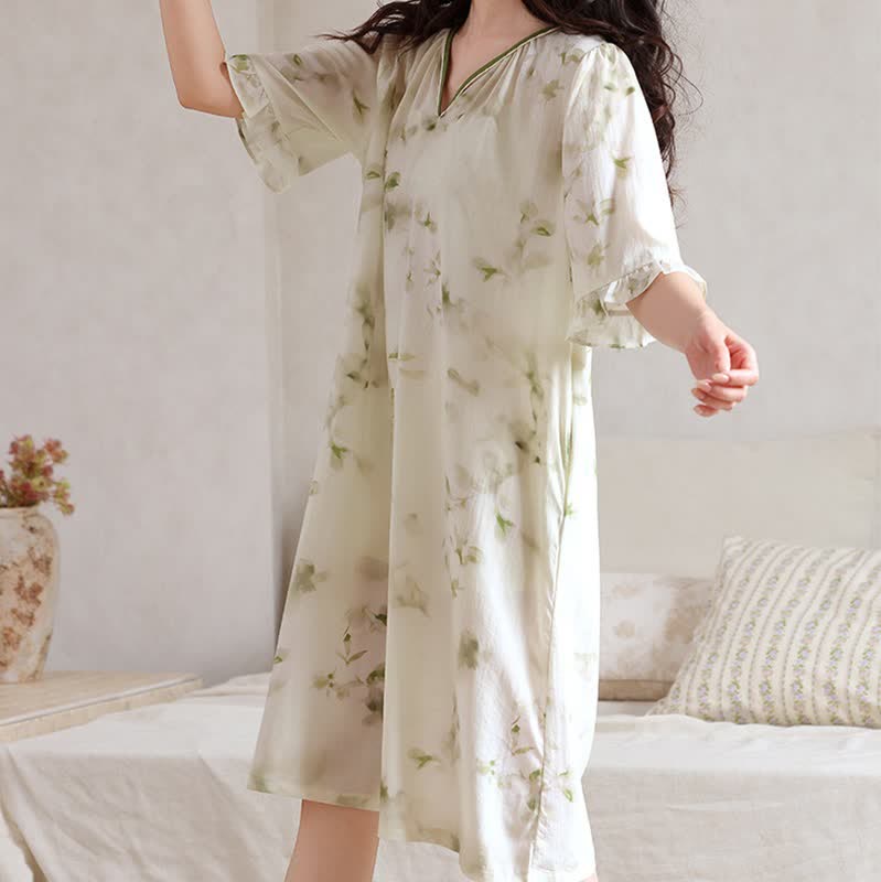 Floral Ruffle Sleeve Lounge Nightdress