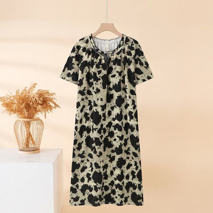 Cotton Front Tie Notch Neck Nightgown