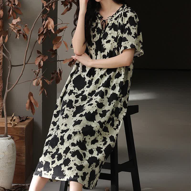 Cotton Front Tie Notch Neck Nightgown