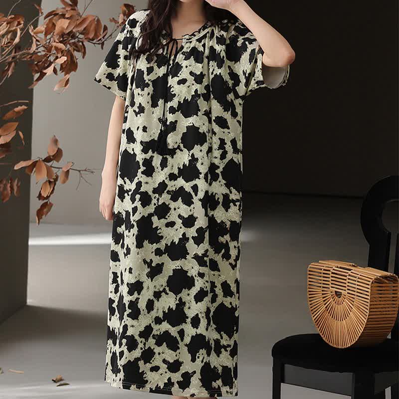 Cotton Front Tie Notch Neck Nightgown