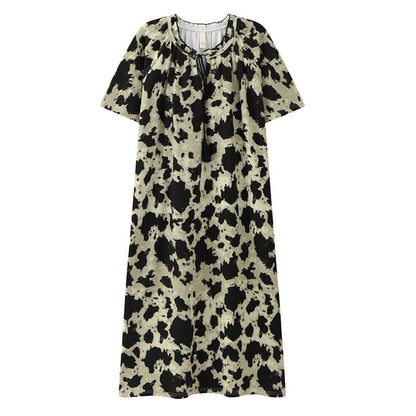 Cotton Front Tie Notch Neck Nightgown