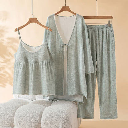 Cotton Printed Women's Pajama Set(3PCS)