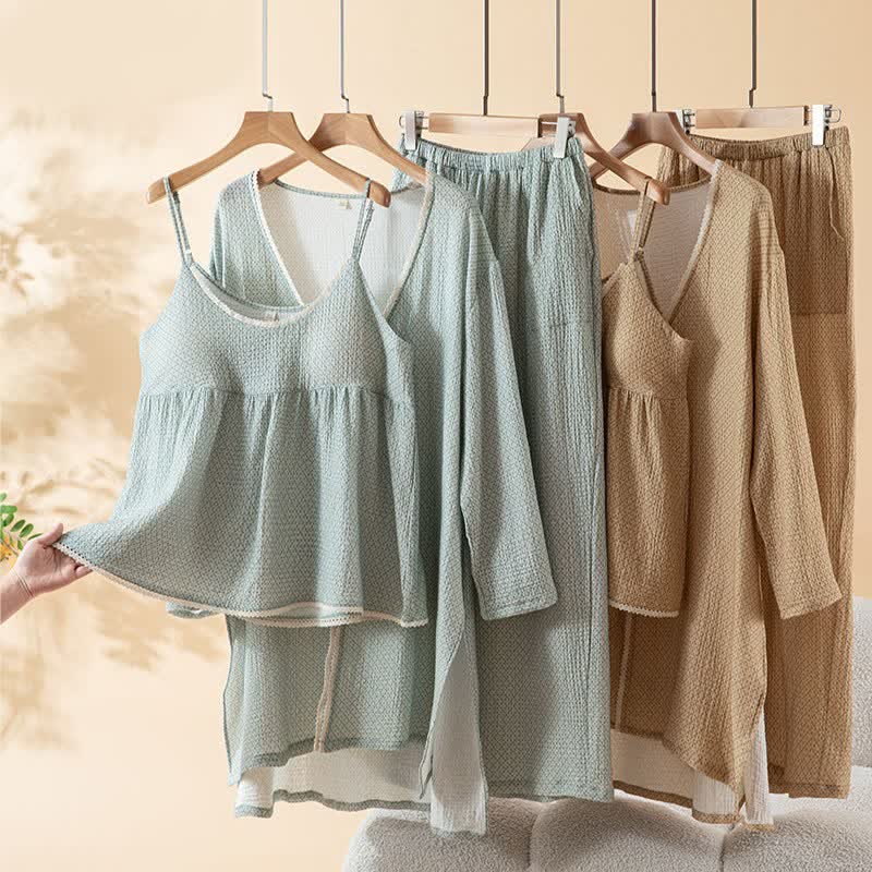 Cotton Printed Women's Pajama Set(3PCS)