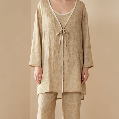Cotton Printed Women's Pajama Set(3PCS)