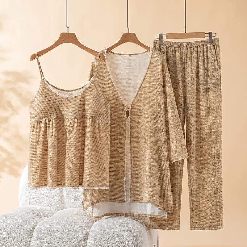 Cotton Printed Women's Pajama Set(3PCS)