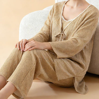 Cotton Printed Women's Pajama Set(3PCS)