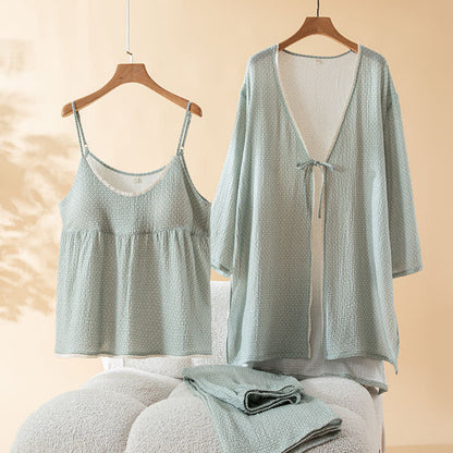 Cotton Printed Women's Pajama Set(3PCS)