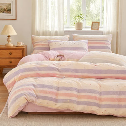 Pastel Stripe Starry Triple Gauze Bedding Set