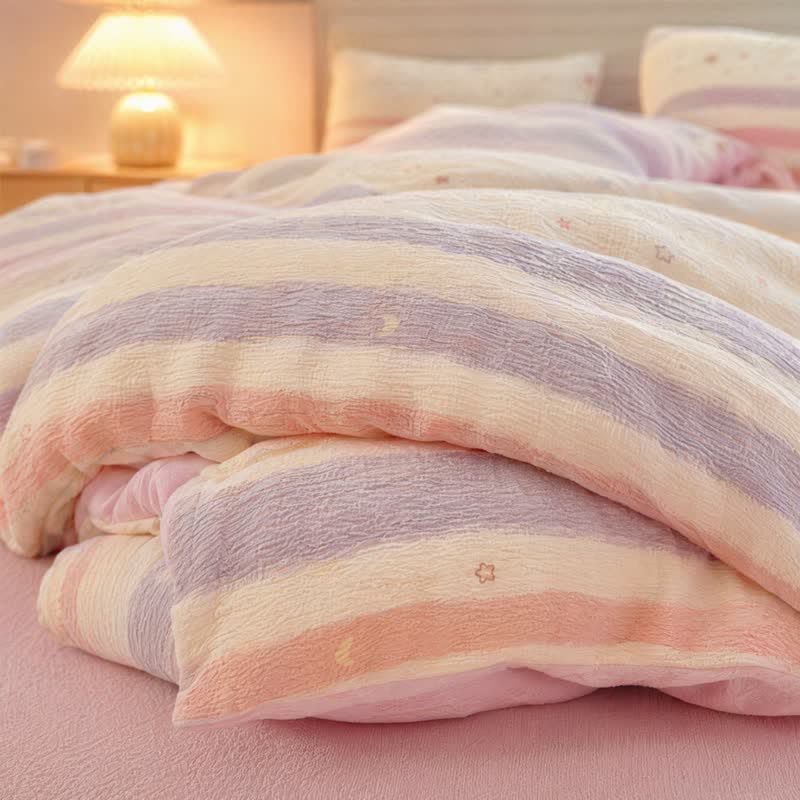 Pastel Stripe Starry Triple Gauze Bedding Set