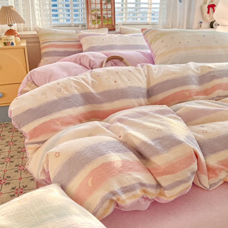 Pastel Stripe Starry Triple Gauze Bedding Set