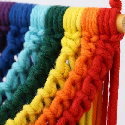 Handwoven Rainbow Cotton Rope Wall Hanging Decor