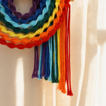 Handwoven Rainbow Cotton Rope Wall Hanging Decor