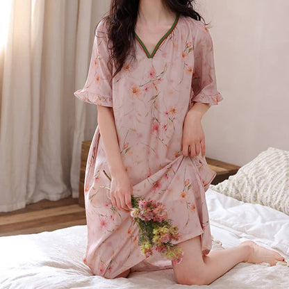 Floral Ruffle Sleeve Lounge Nightdress