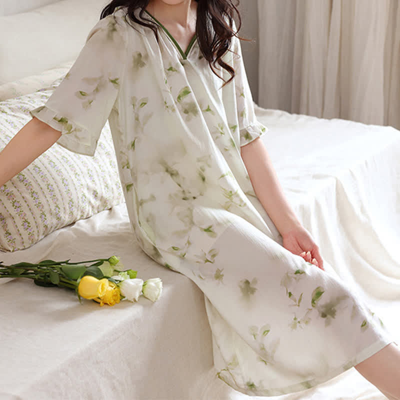 Floral Ruffle Sleeve Lounge Nightdress