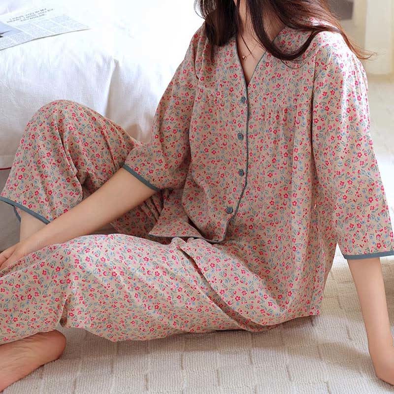 Rutsic Floral Cotton Women's Pajama Set