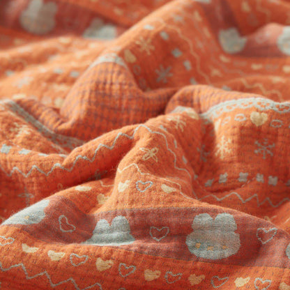 Vintage Boho Cotton Muslin Blanket Quilt