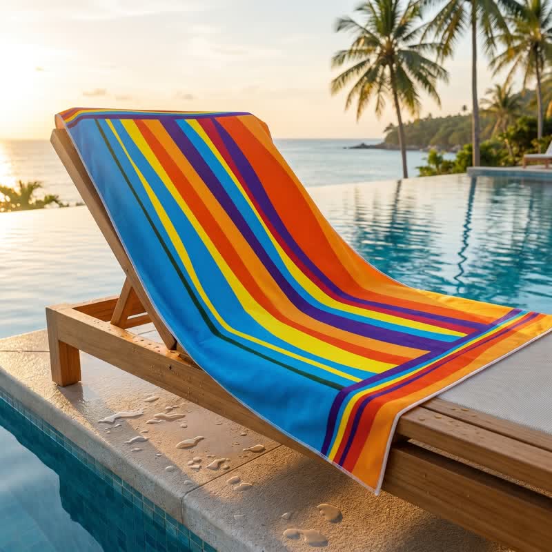 Rainbow Stripe Microfiber Beach Towel