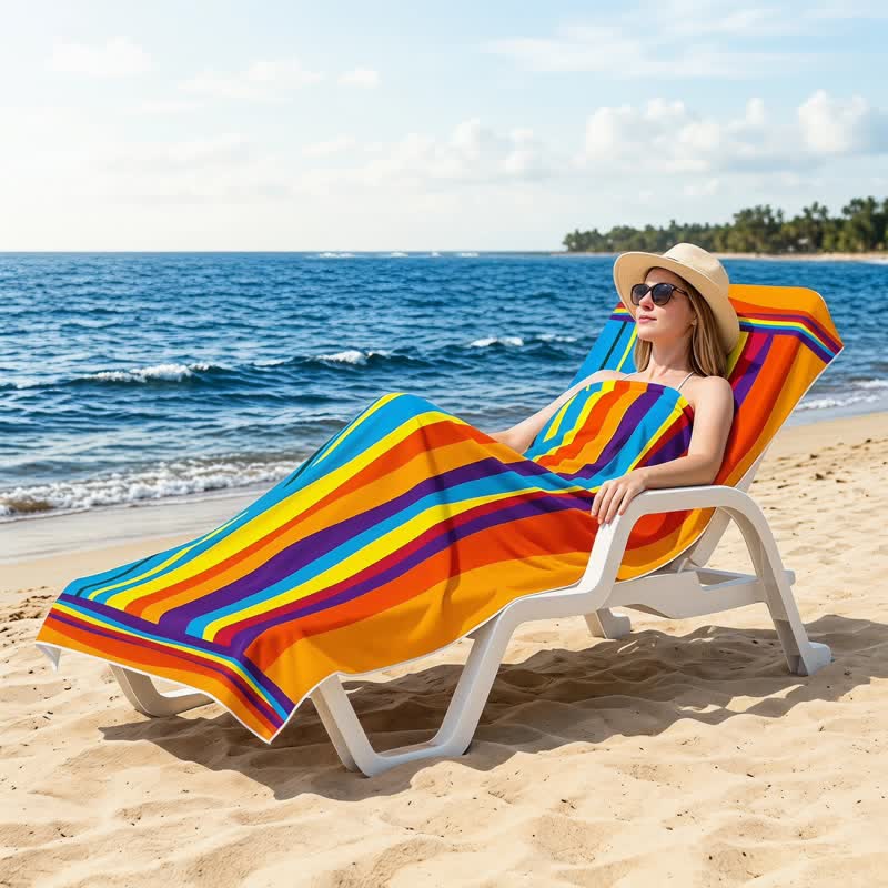 Rainbow Stripe Microfiber Beach Towel