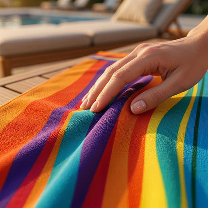 Rainbow Stripe Microfiber Beach Towel