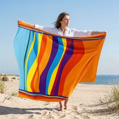Rainbow Stripe Microfiber Beach Towel