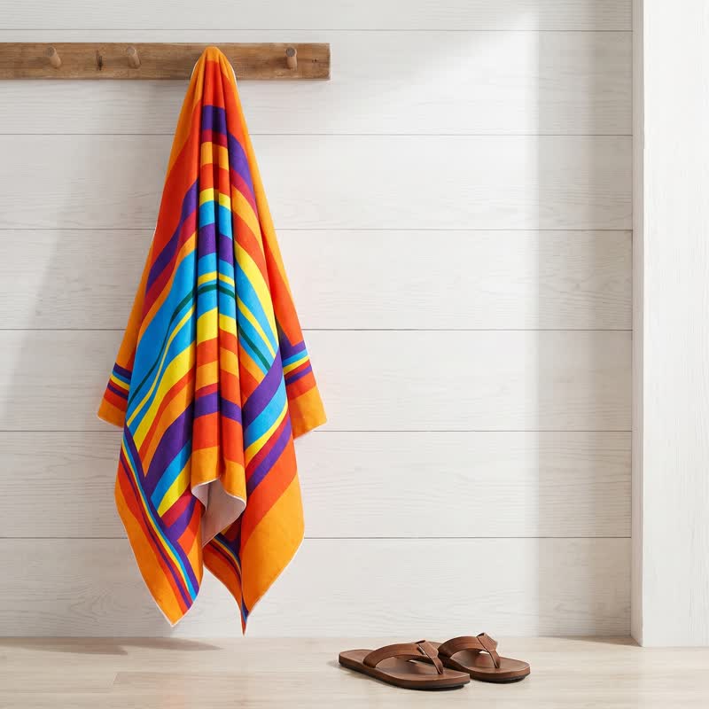 Rainbow Stripe Microfiber Beach Towel