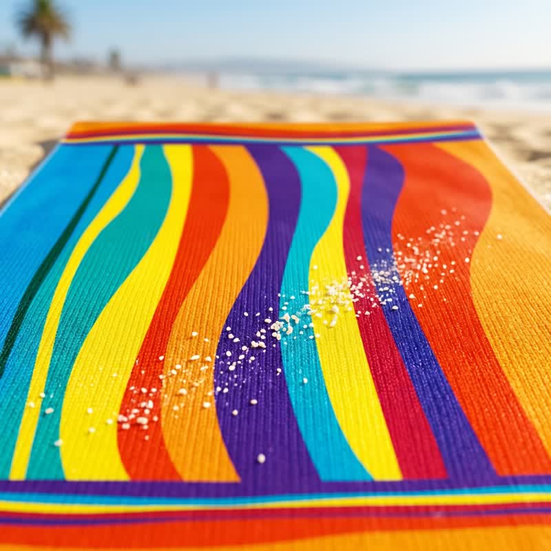 Rainbow Stripe Microfiber Beach Towel