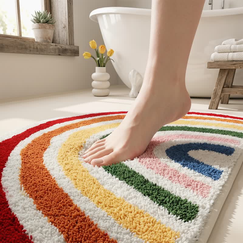 Rainbow Arch Faux Cashmere Bath Rug