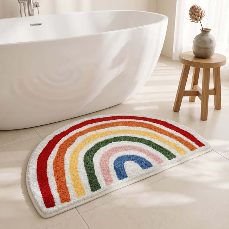 Rainbow Arch Faux Cashmere Bath Rug