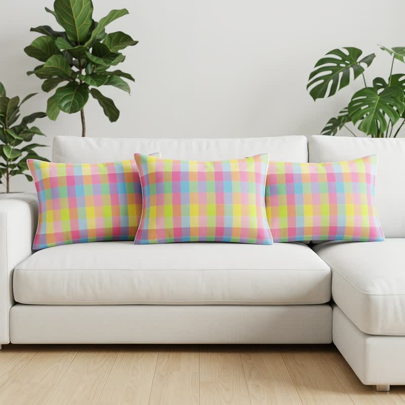 Candy Plaid Rectangular Cotton Gauze  Pillowcases