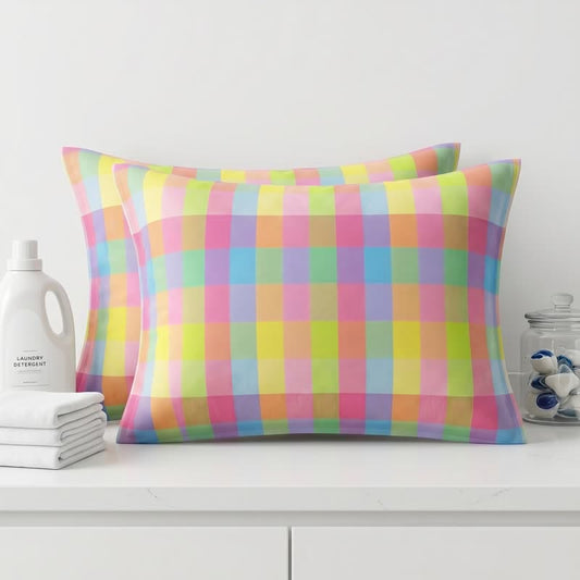 Candy Plaid Rectangular Cotton Gauze  Pillowcases