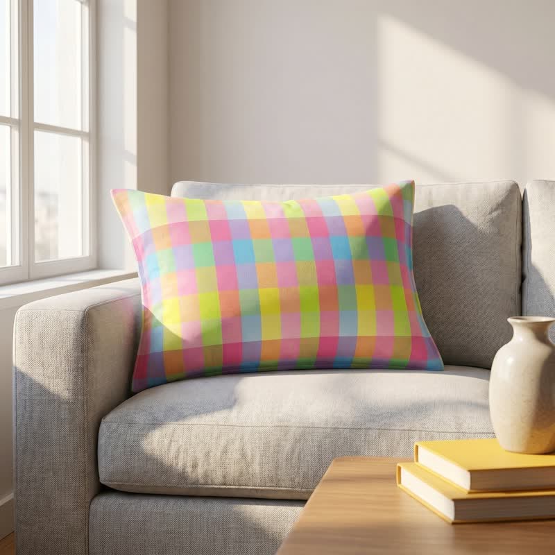 Candy Plaid Rectangular Cotton Gauze  Pillowcases