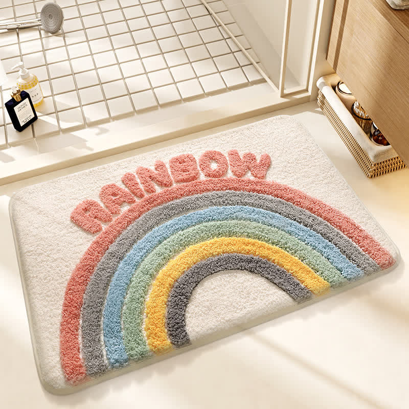 Modern Rainbow Plush Bath Rug