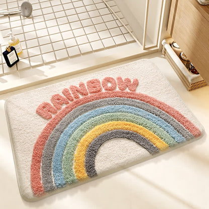 Modern Rainbow Plush Bath Rug