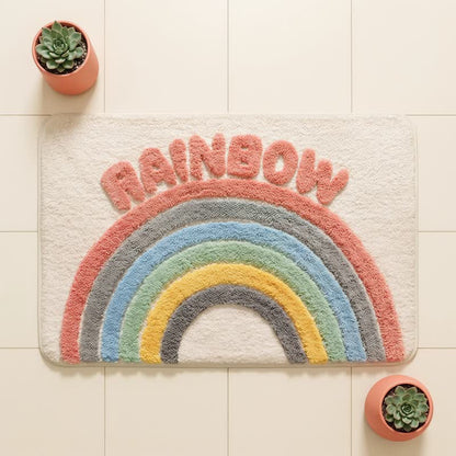 Modern Rainbow Plush Bath Rug