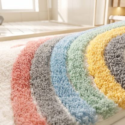 Modern Rainbow Plush Bath Rug