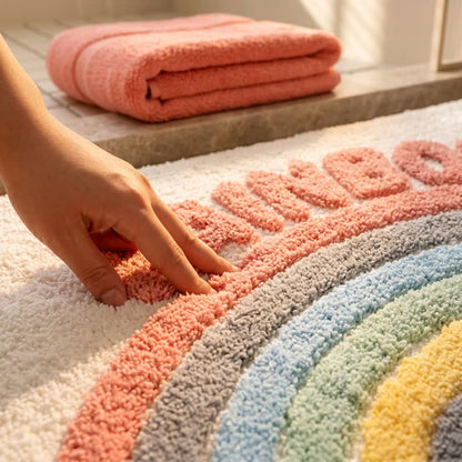 Modern Rainbow Plush Bath Rug