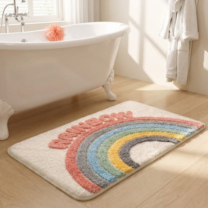 Modern Rainbow Plush Bath Rug