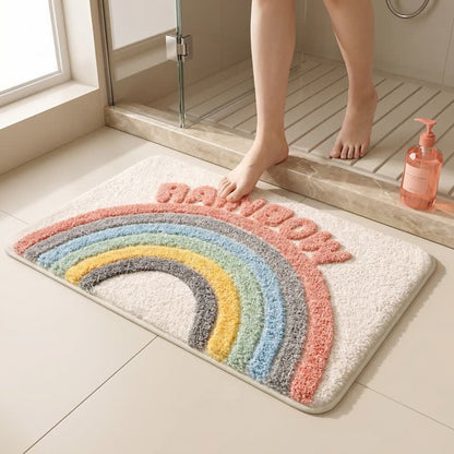 Modern Rainbow Plush Bath Rug