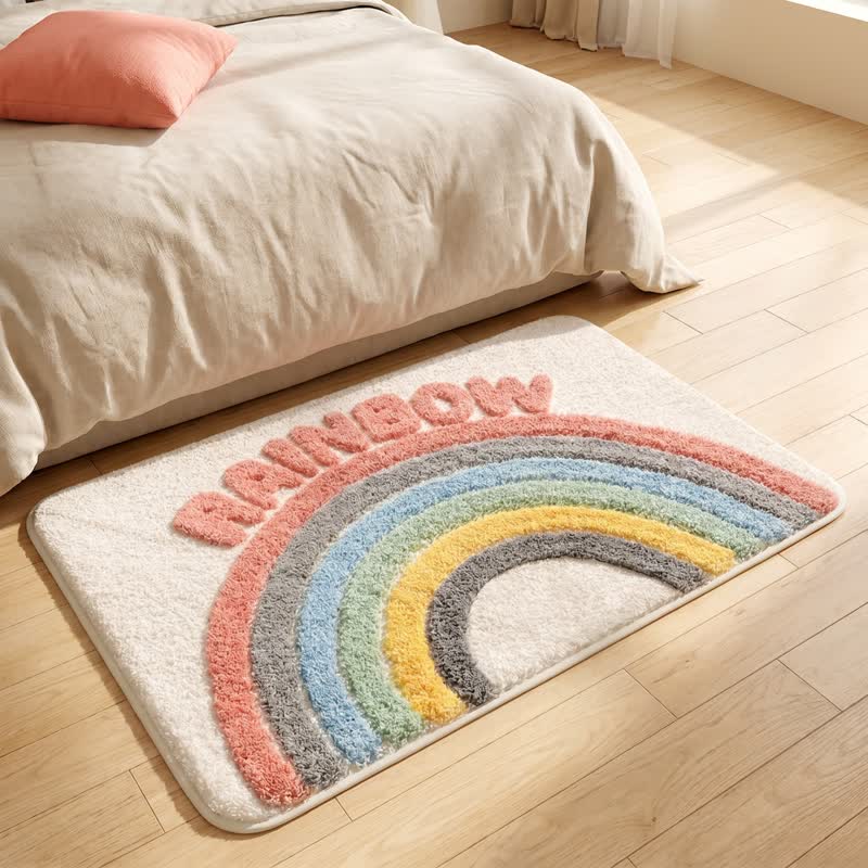 Modern Rainbow Plush Bath Rug