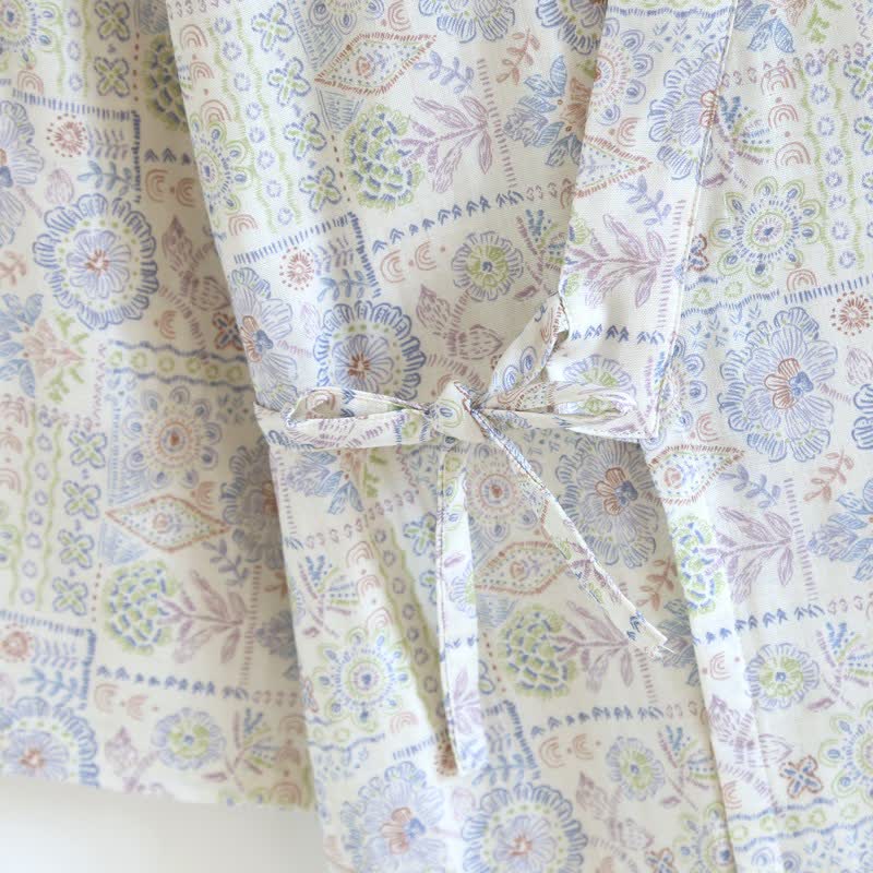 Ethnic Vintage Floral Cotton Kimono Robe