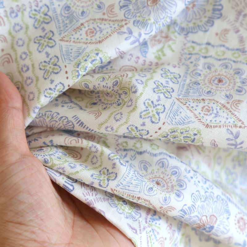 Ethnic Vintage Floral Cotton Kimono Robe