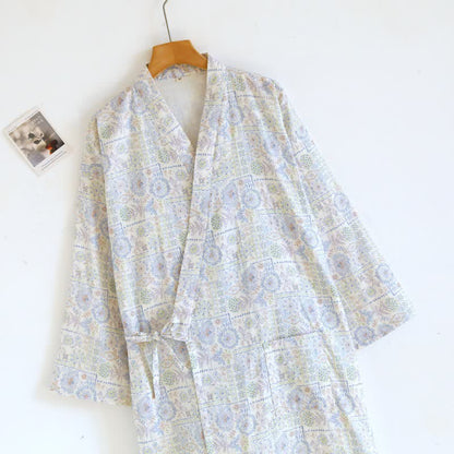 Ethnic Vintage Floral Cotton Kimono Robe