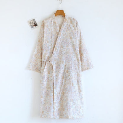 Ethnic Vintage Floral Cotton Kimono Robe